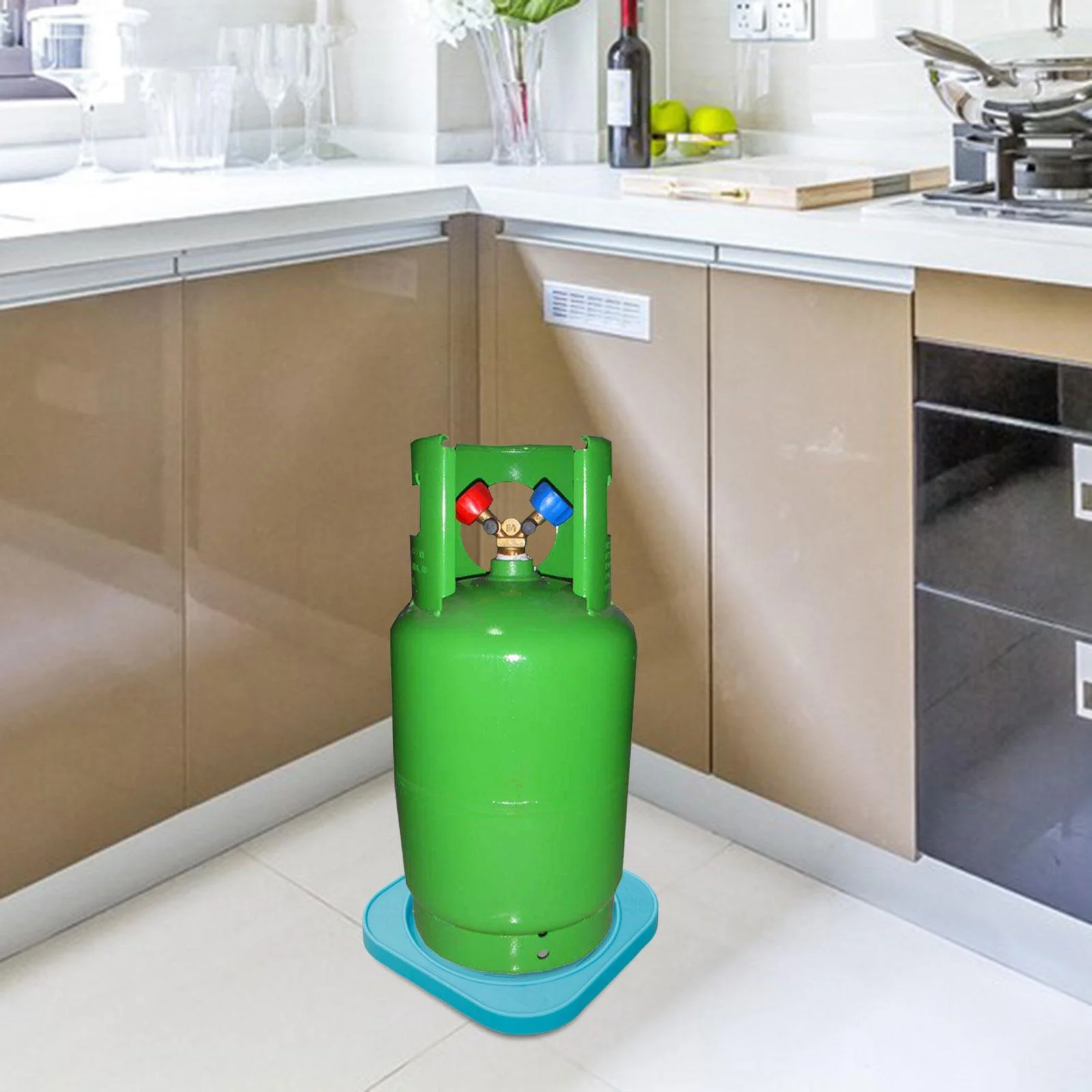 kesoto Plant Stand with Wheels Gas Cylinder Base Pot Holder Durable Strong and Sturdy Wheeled Mobile Bracket Garden Flower Pot Mover blue