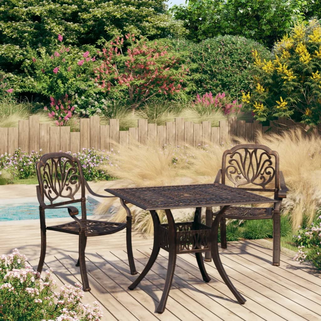 3 Piece Bistro Set Cast Aluminum Bronze
