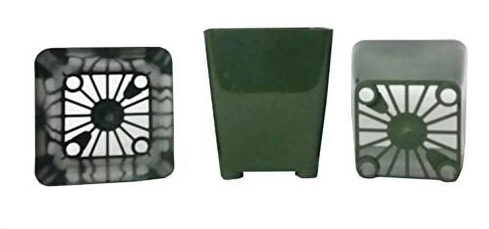 Square Plastic Pots For Plants, 3.25 Inch. Color: Dark Green