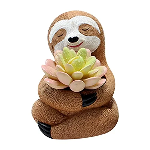 Plant Hanger Crochet Sloth Resin Planter Animal Wall Plant Holder Indoor Outdoor Macrame Planter Sloth Plant Hanger Home Decor for Sloth Lovers Gift Succulent Cactus