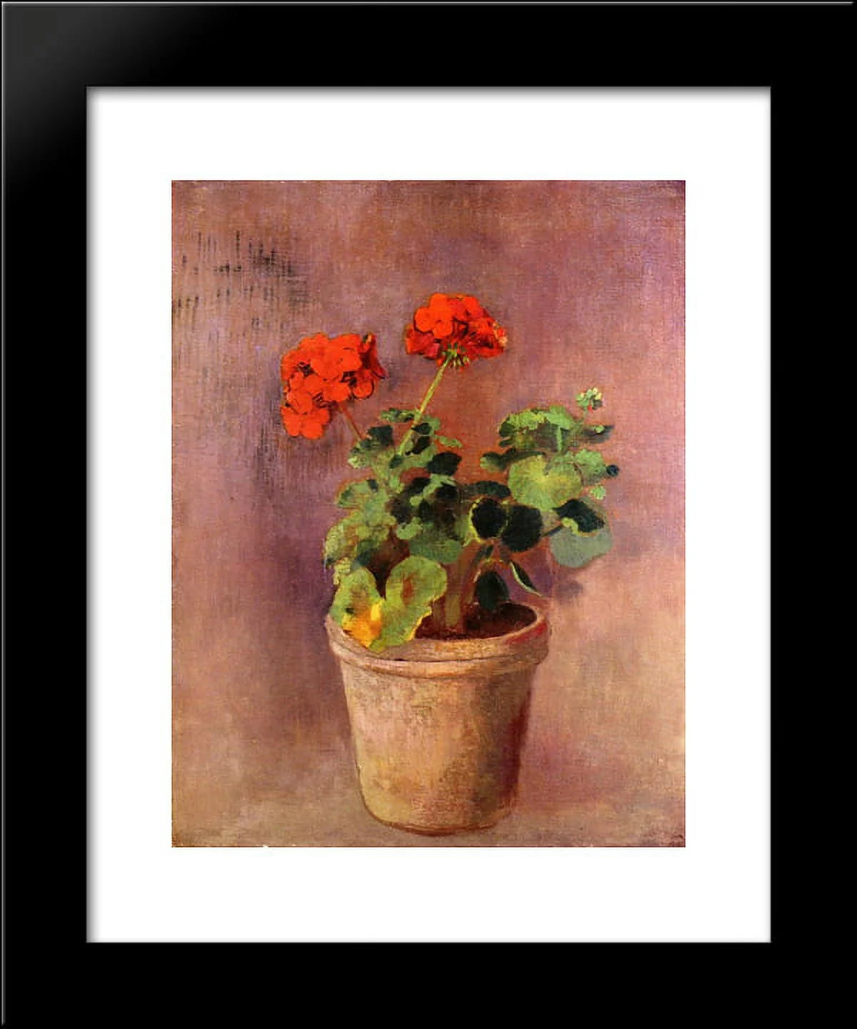 The Pot of Geraniums 20x24 Framed Art Print by Redon, Odilon