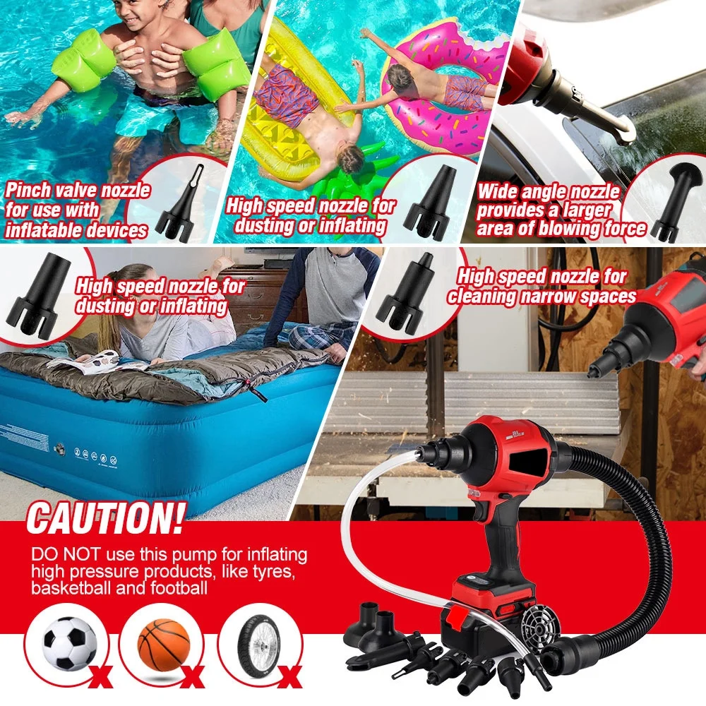 Blower,Deflation Nozzle 80000rpm Speed Motor Air Blower 80000rpm 2-in-1 Blower Air Compressed And 6 Blower Handheld Blower 21v Blower 6 Nozzles With Deflation Nozzle And Compressed With