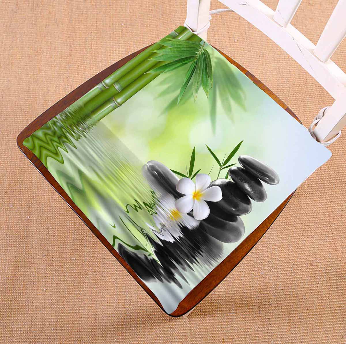 PKQWTM Spa Concept Zen Basalt Stones Chair Pads Chair Mat Seat Cushion Chair Cushion Floor Cushion Size 16x16 inches