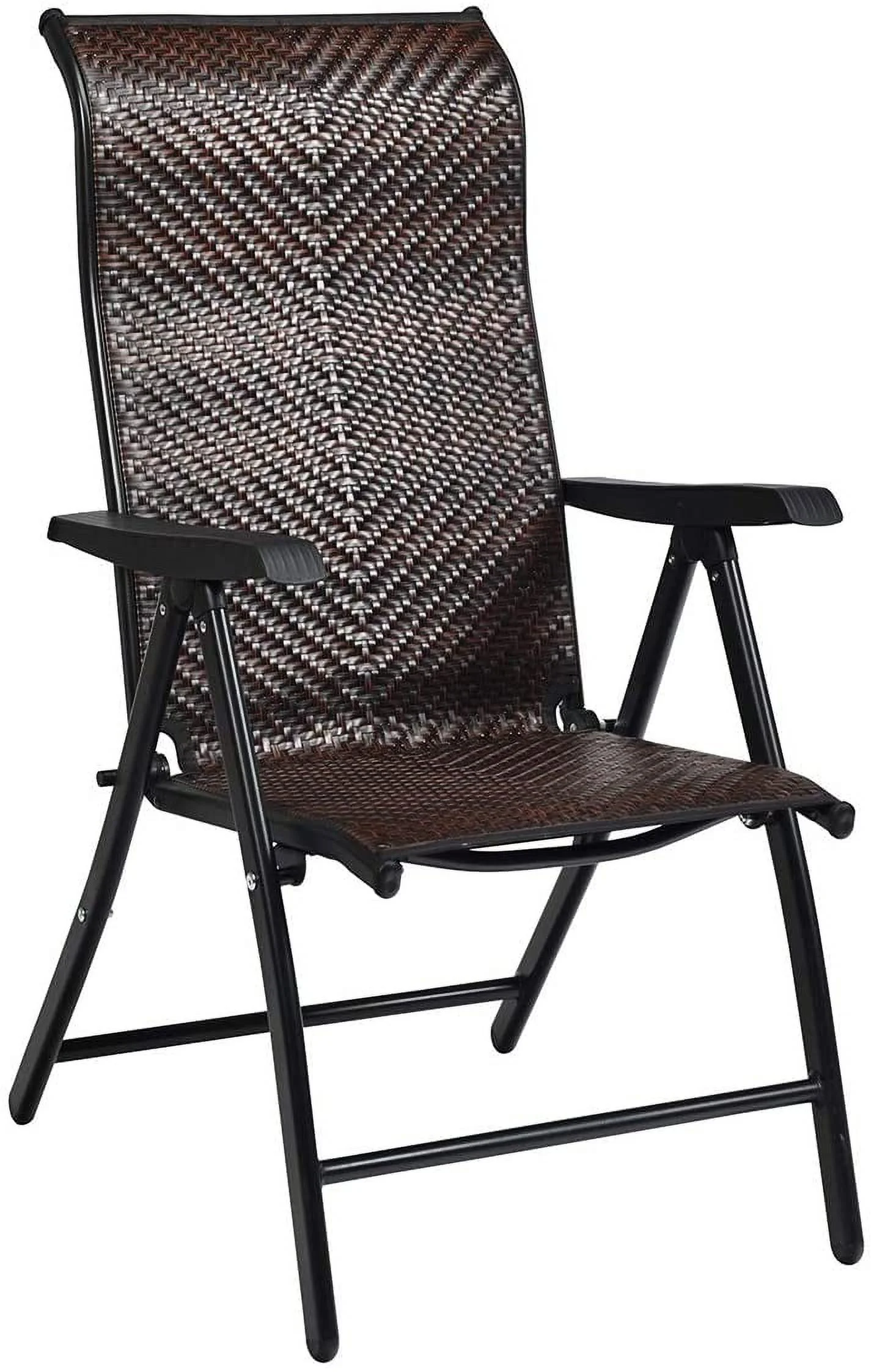 YPDCHB VGYUIJN 2 Piece Patio Rattan Folding Reclining Chair  Outdoor Wicker Portable Camping Chair with Widened Armrest  Foldable Chair with Adjustable High Backrest for Garden Balcony Ou