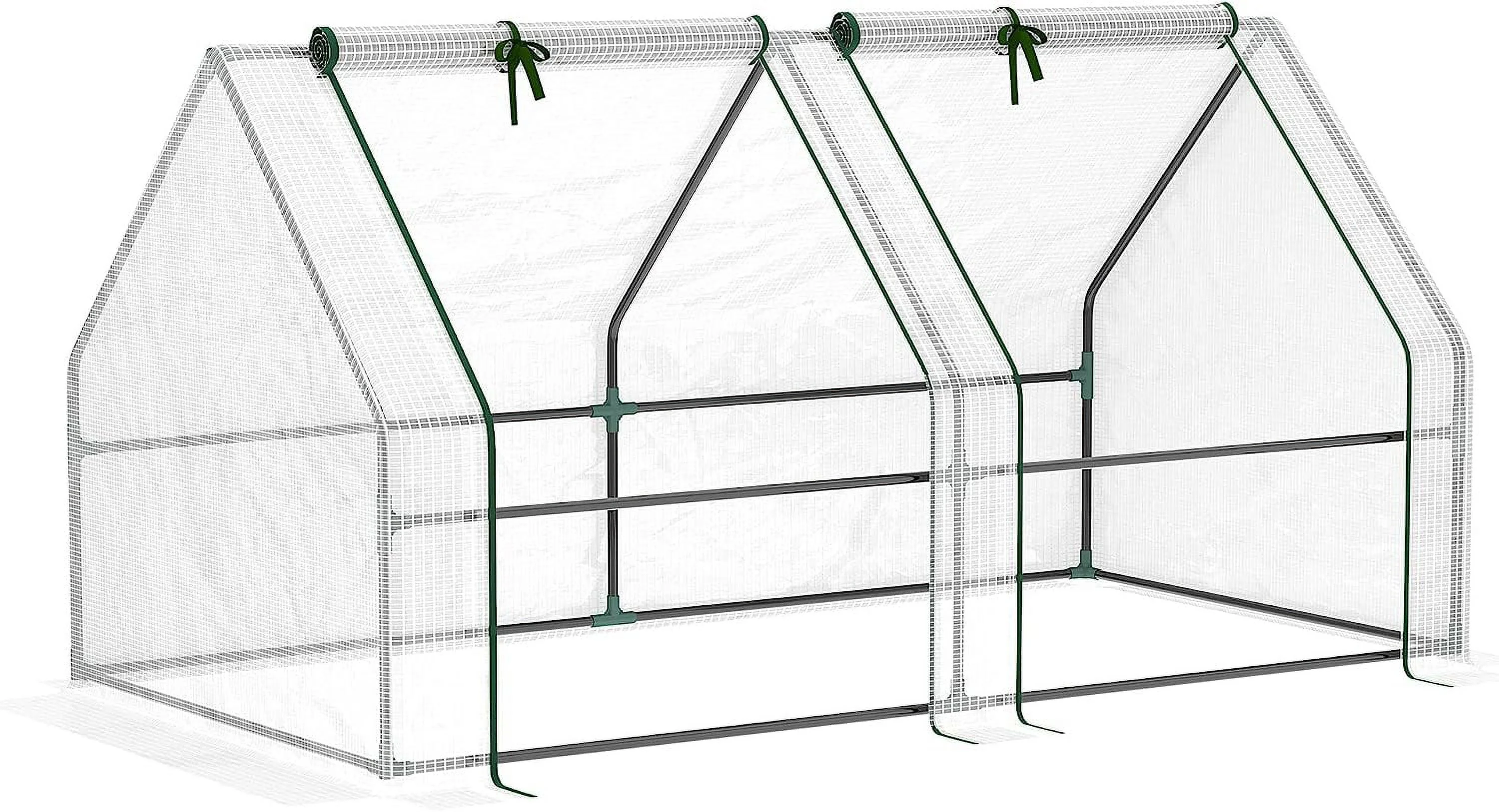6' X 3' X 3' Portable Mini Greenhouse Outdoor Garden With Large Zipper Doors And Water/UV PE Cover, White