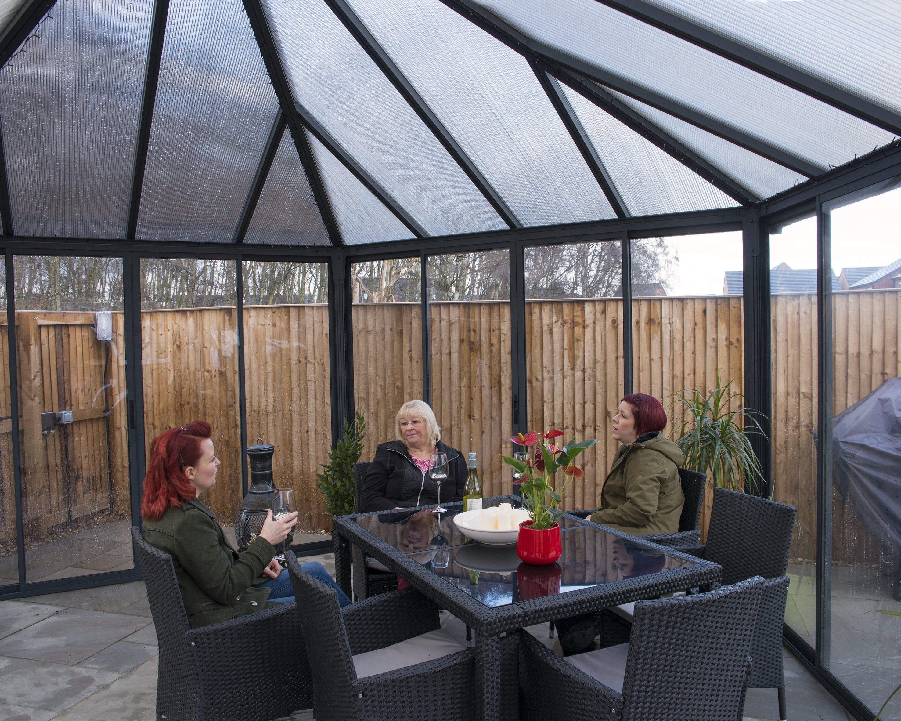 Palram - Canopia Garda 20' x 20' Polycarbonate/Aluminum Enclosed Gazebo - Gray/Bronze