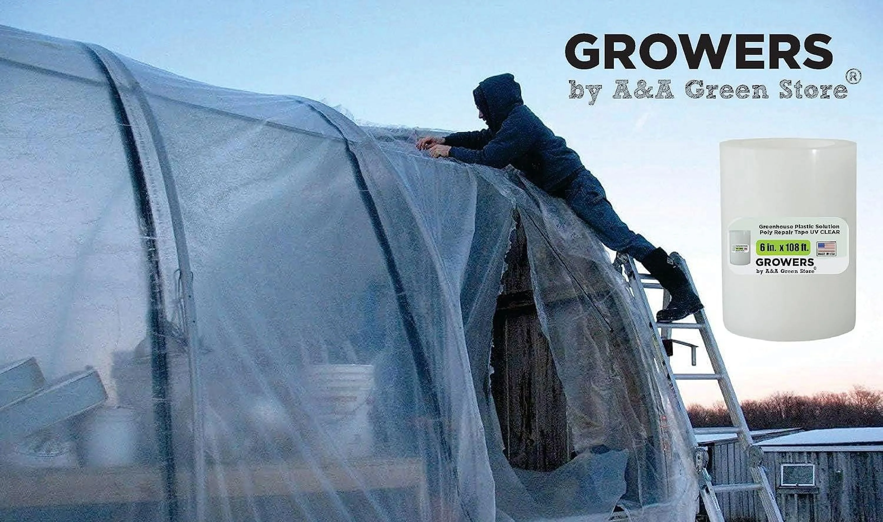 Growers 6 inch x 108 feet Greenhouse Plastic Solution Poly Repair Tape, 1 Each - Made in USA