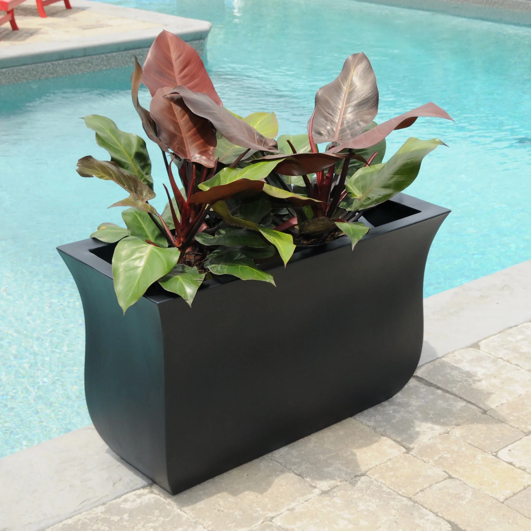 Mayne Valencia Planter - 36in x 16in x 22in - Polyethylene Pots & Planters - Black (5875-B)