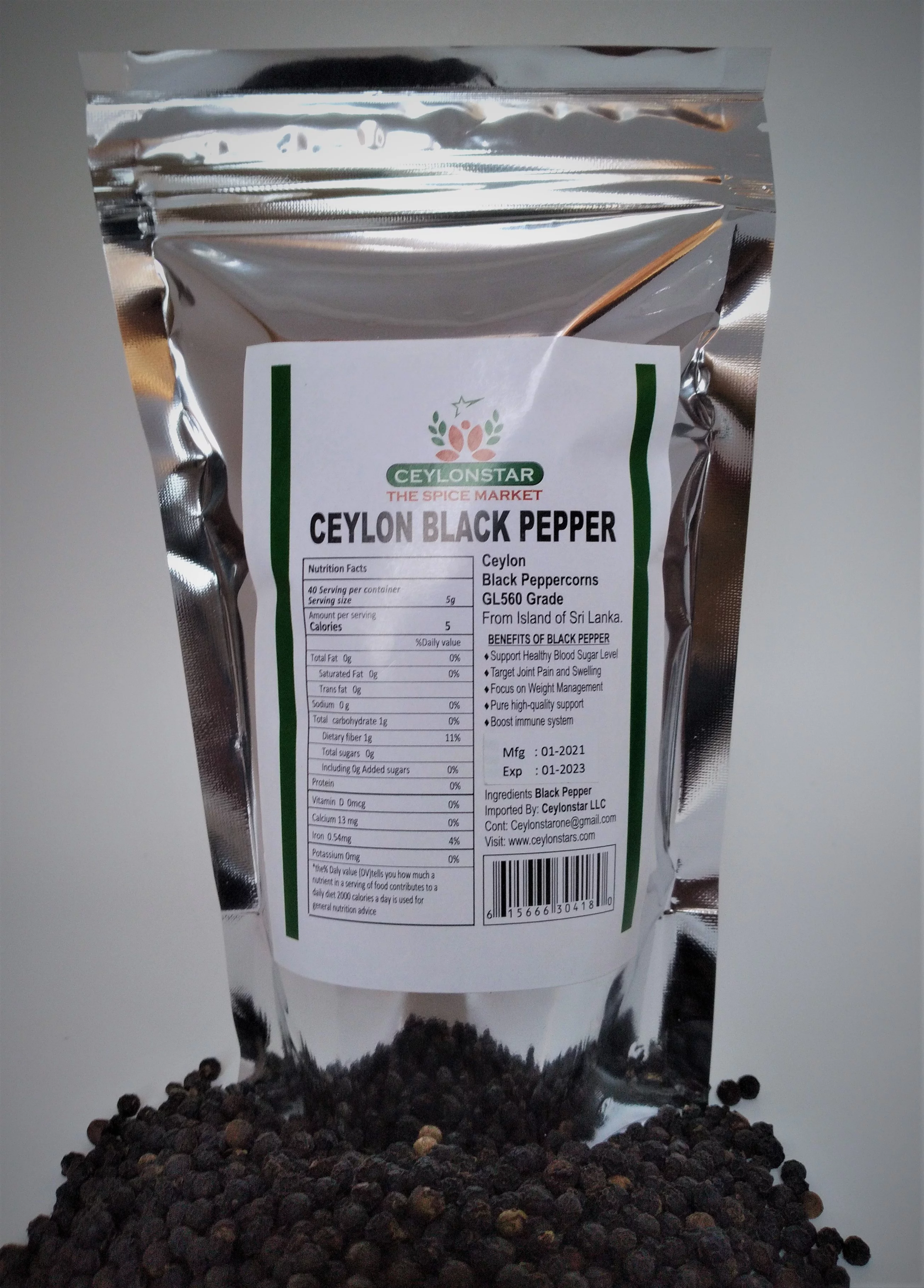 Ceylon black peppercorn (whole black pepper)