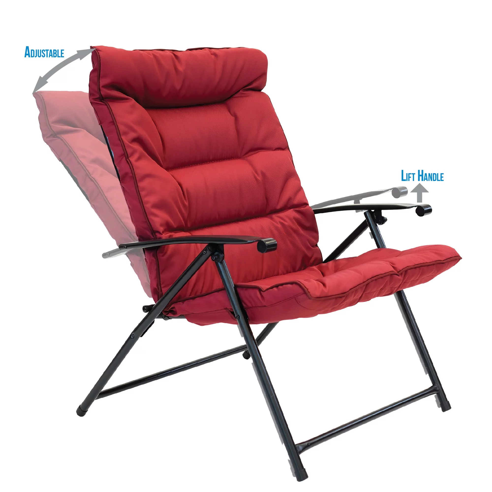 Patio Premier 3pc Folding Set with Cushions, Black Frame, Aqua Cushions