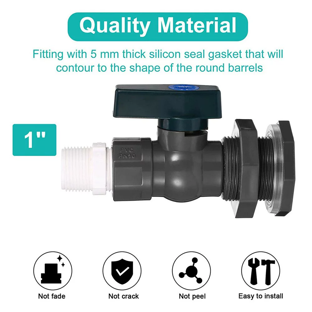 Tank Pool Bucket Rain Barrel Valve Diverter Seal Water Tight Garden Spigot Kit