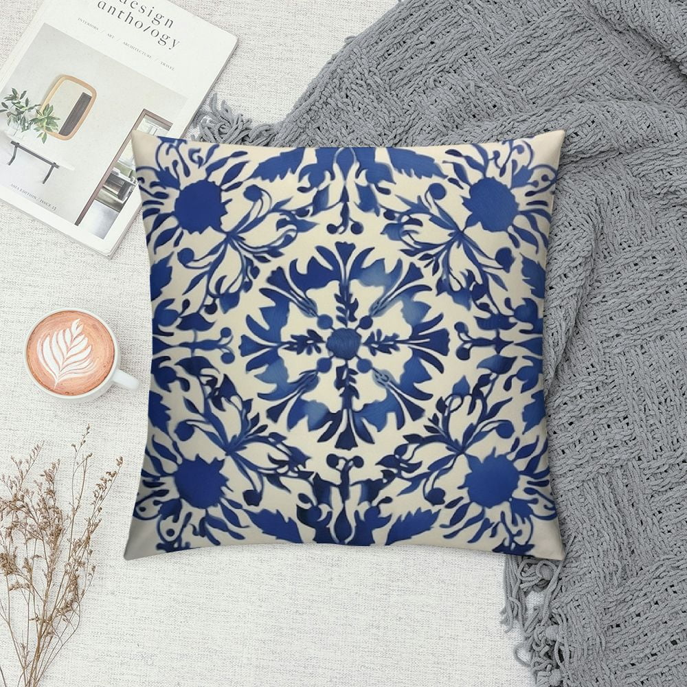 COMIO  Chinoiserie Blue and White Porcelain Christmas Throw Pillow Covers  Farmhouse Blue Willow Accent Pillows Case Cover for Couch