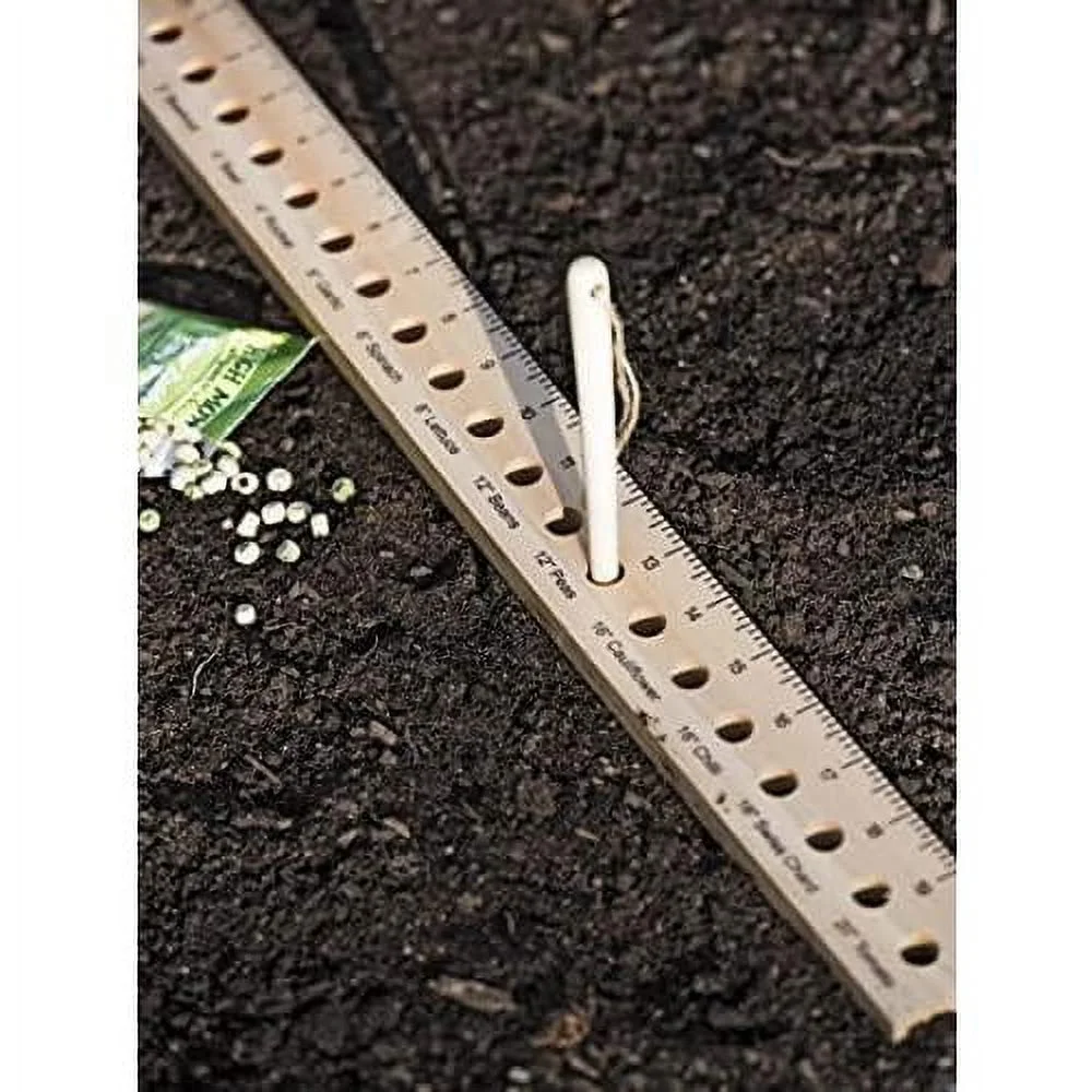 Gardeners   Planting Ruler And Dibber | Wooden Plant Seed Spacing And Interval Ruler For Outdoor Raised Garden Bed And Vegetable Gardens | 20-1/2