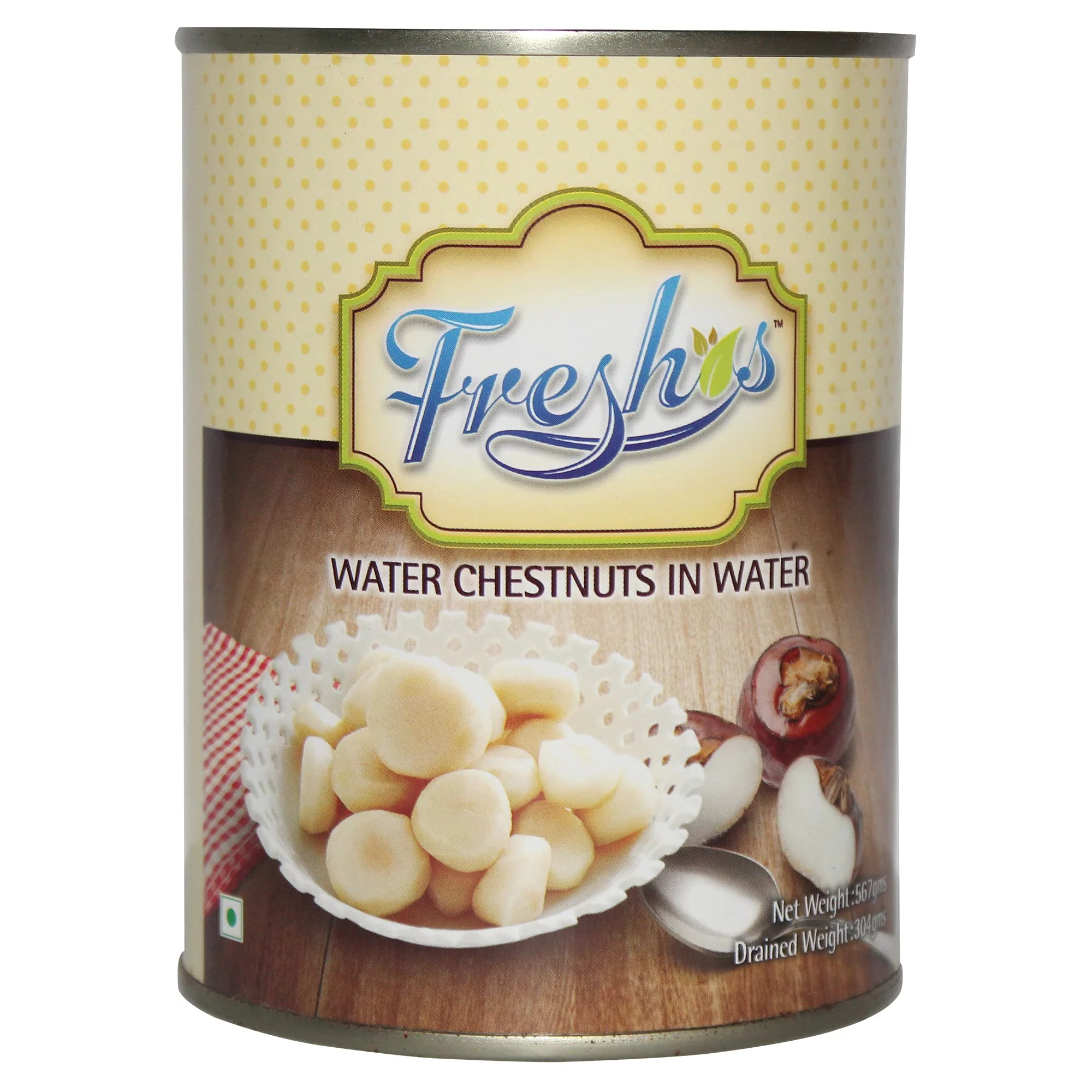 Freshos Water Chestnuts in Water, 567 g, Yellow Brown