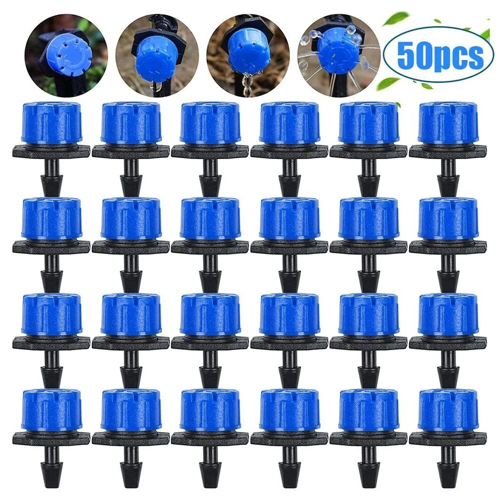50*Adjustable Water Flow Irrigation Drippers Sprinkler Emitter Drip-System