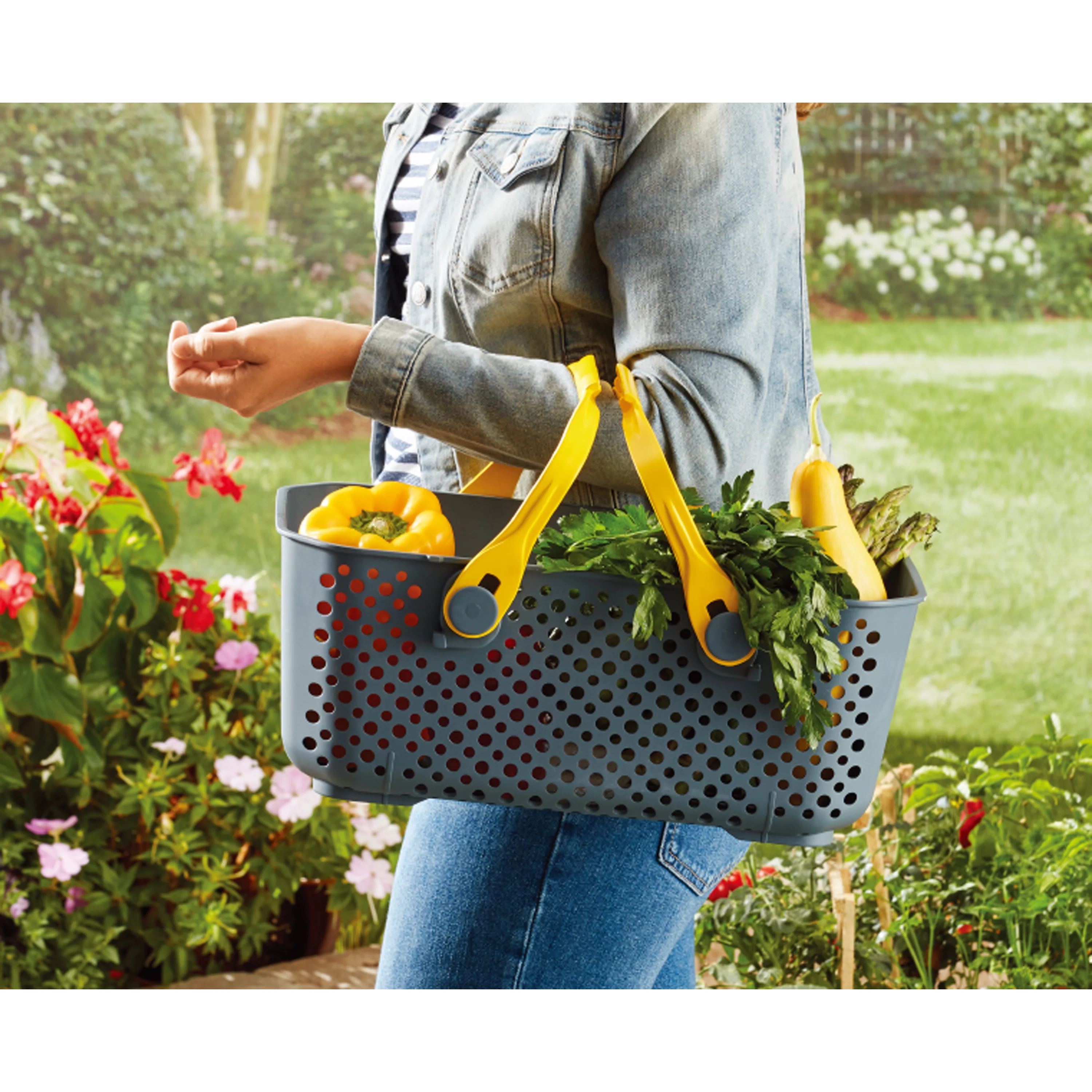 Expert Gardener Gardening Basket with Collapsible Handles, Polypropylene, Gray
