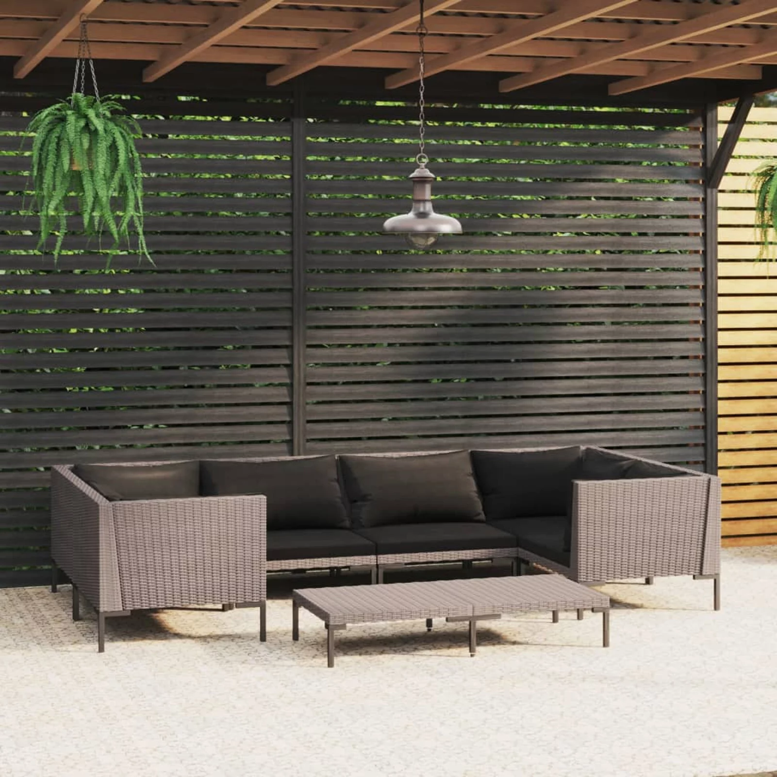 Aibecy 7 Piece Patio Set with Cushions Poly Rattan Dark Gray