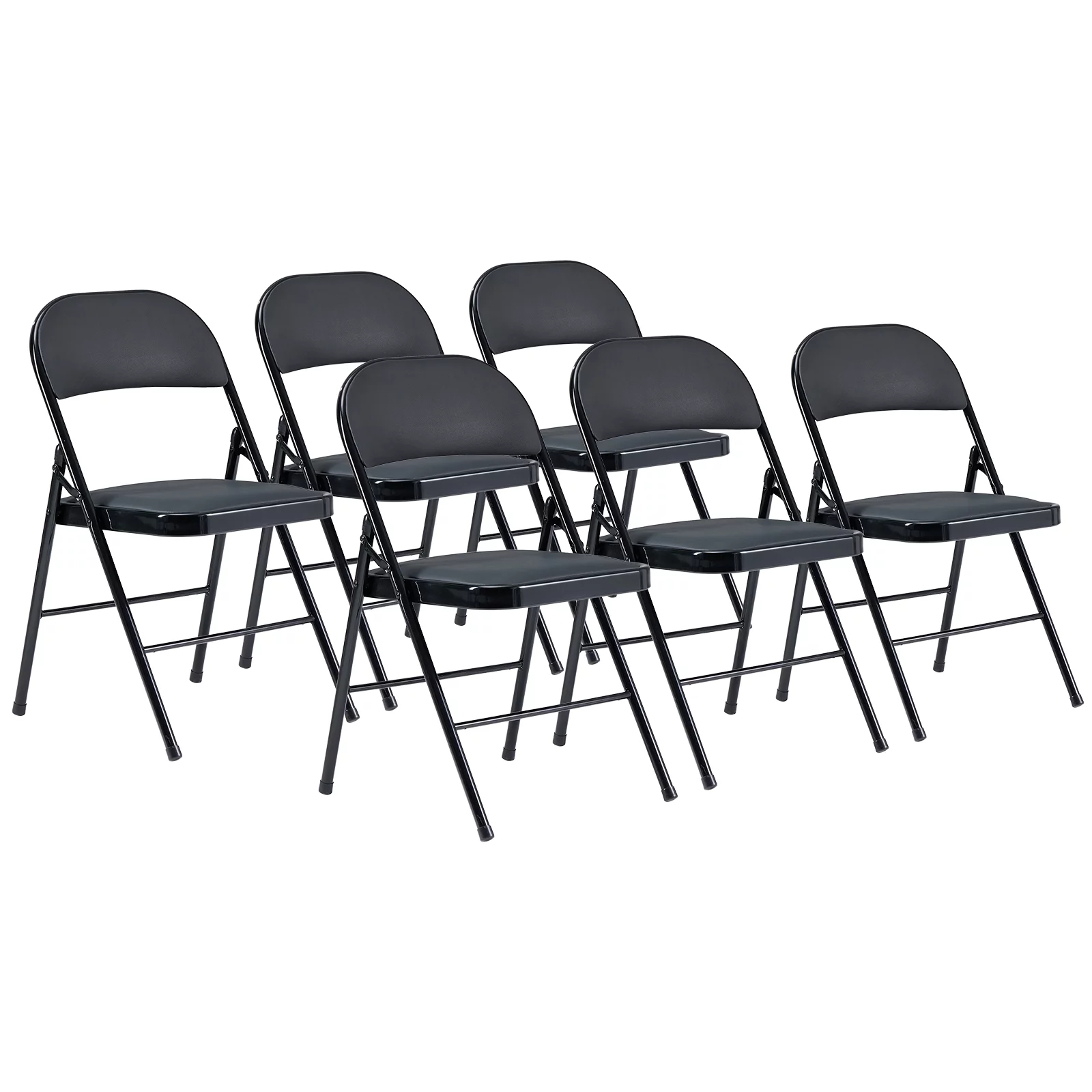 UBesGoo 6 Pack Folding Chairs Cushioned Padded Seat Wedding Chairs with Metal Frame Home Office Party Use Black