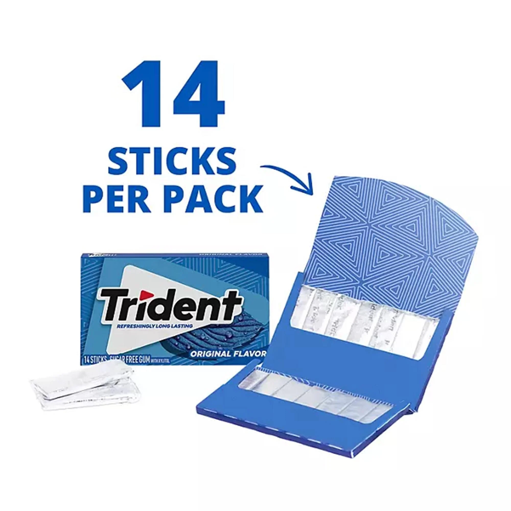 Pack Of 4 Pcs Trident Original Sugar Free Gum | 1.2 oz per pack | GOLDENROW