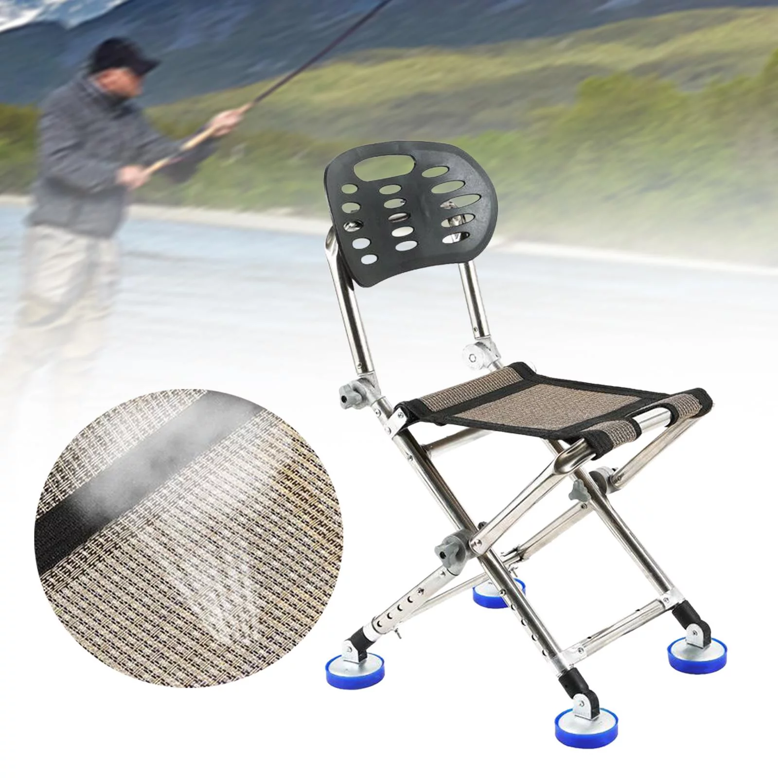 Fishing Chair Camping Stool Folding with Back Sturdy Seat 150kg Heavy Duty Camping Stool Beach Chair for Balcony Beach Garden Backyard Patio