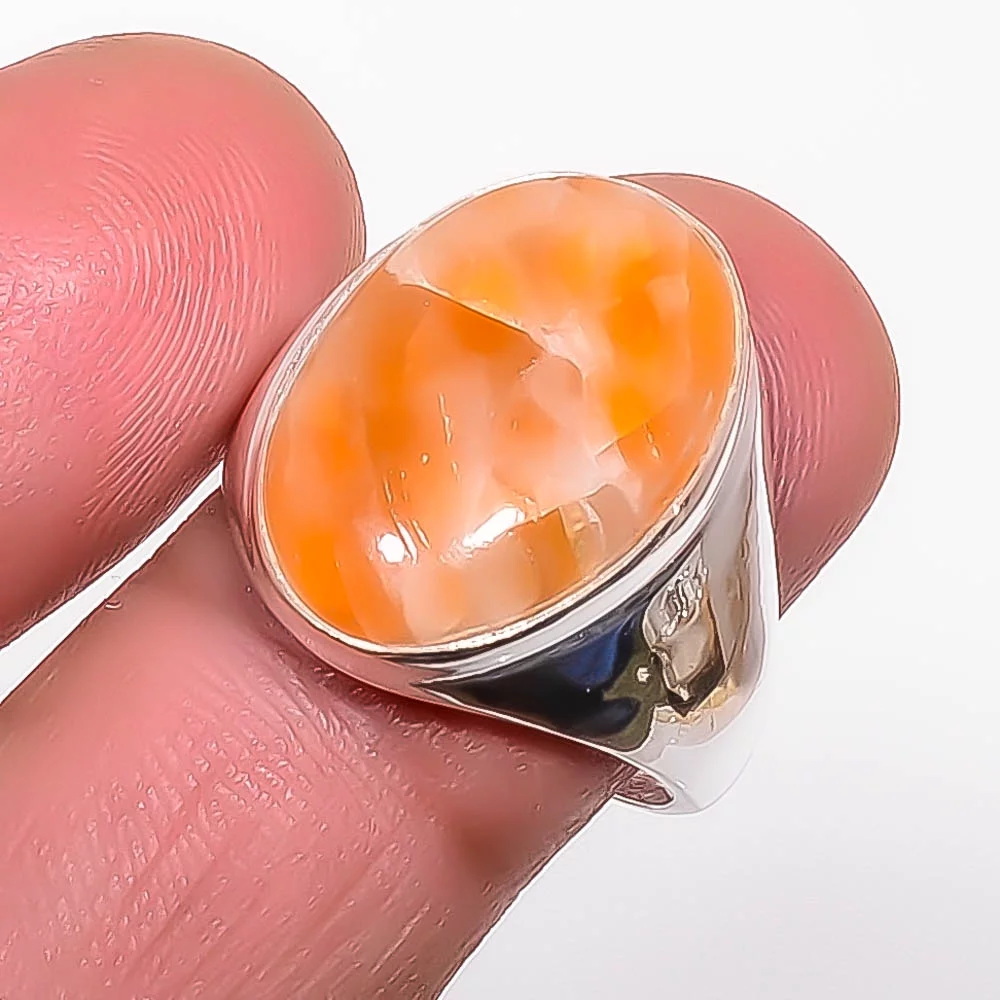Yellow Calcite - Peru 925 Silver Plated Handmade Ring s.9 R7846-42 A371, Valentine's Day Gift, Birthday Gift, Beautiful Jewelry For Woman & Girls