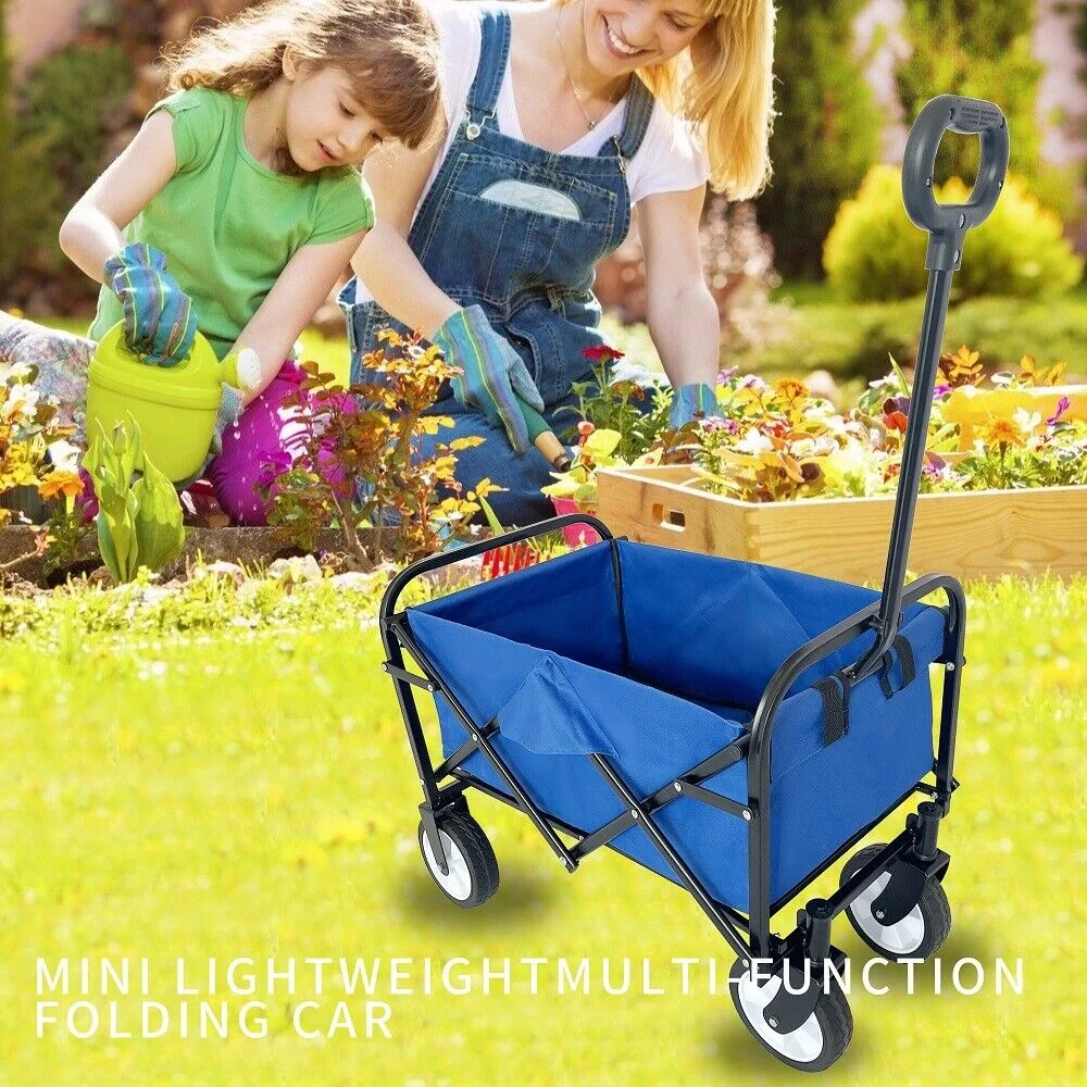 Outdoor Multipurpose Micro Collapsible Beach Trolley Cart Camping Folding Wagon