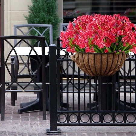 8 Bundles Artificial Flowers Fake Daffodils Flowers UV Resistant No Fade Faux Greenery Faux Plastic Lotus for Wedding Garden Hanging Planter Indoor Porch Patio Office Home Decoration