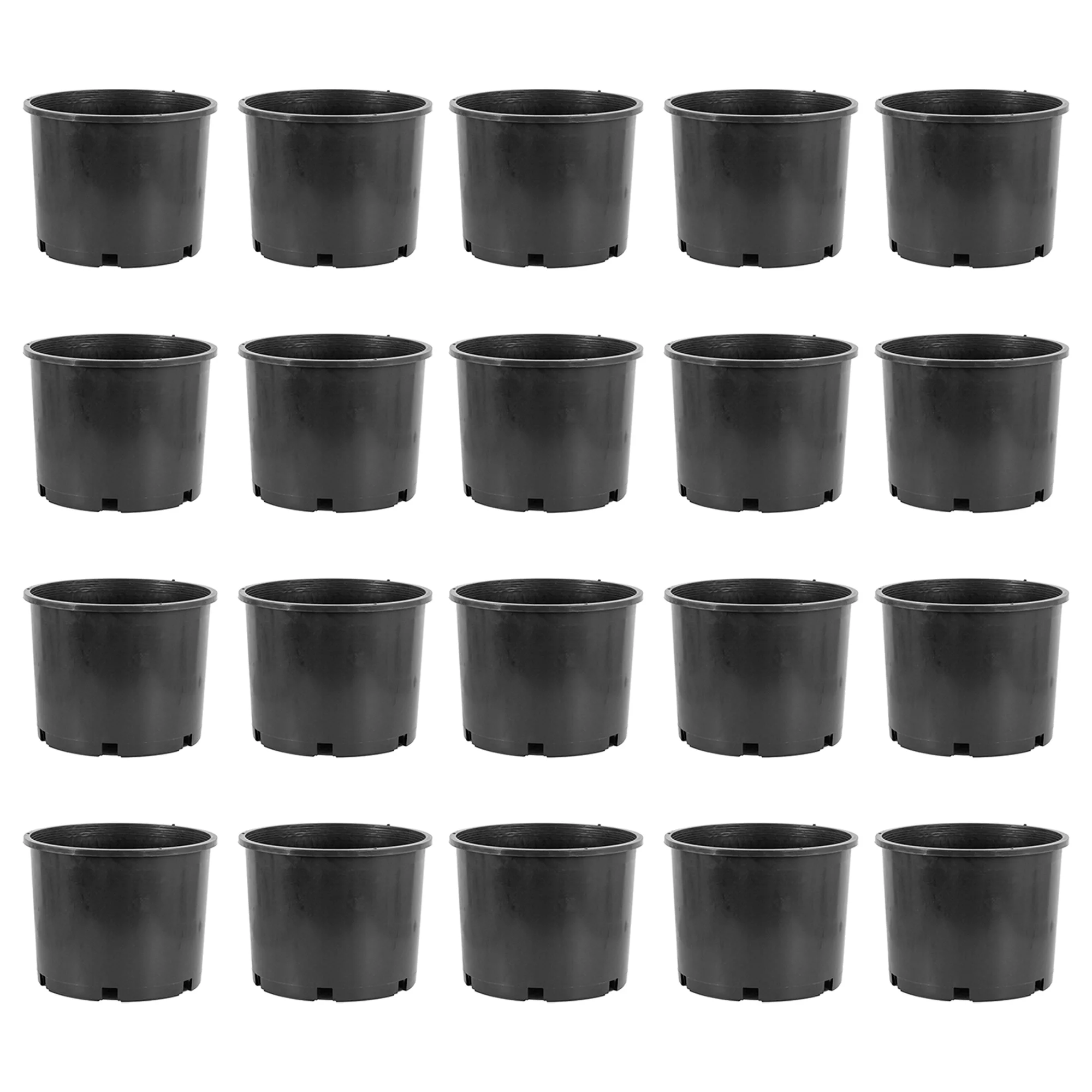 Pro Cal 7 Gallon Round Wide Rim Durable Plastic Plant Nursery Pot (20 Pack)
