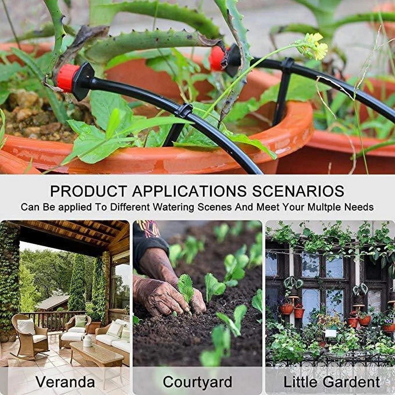 Irrigation System Distribution Tubing Watering Kit for Garden Greenhouse