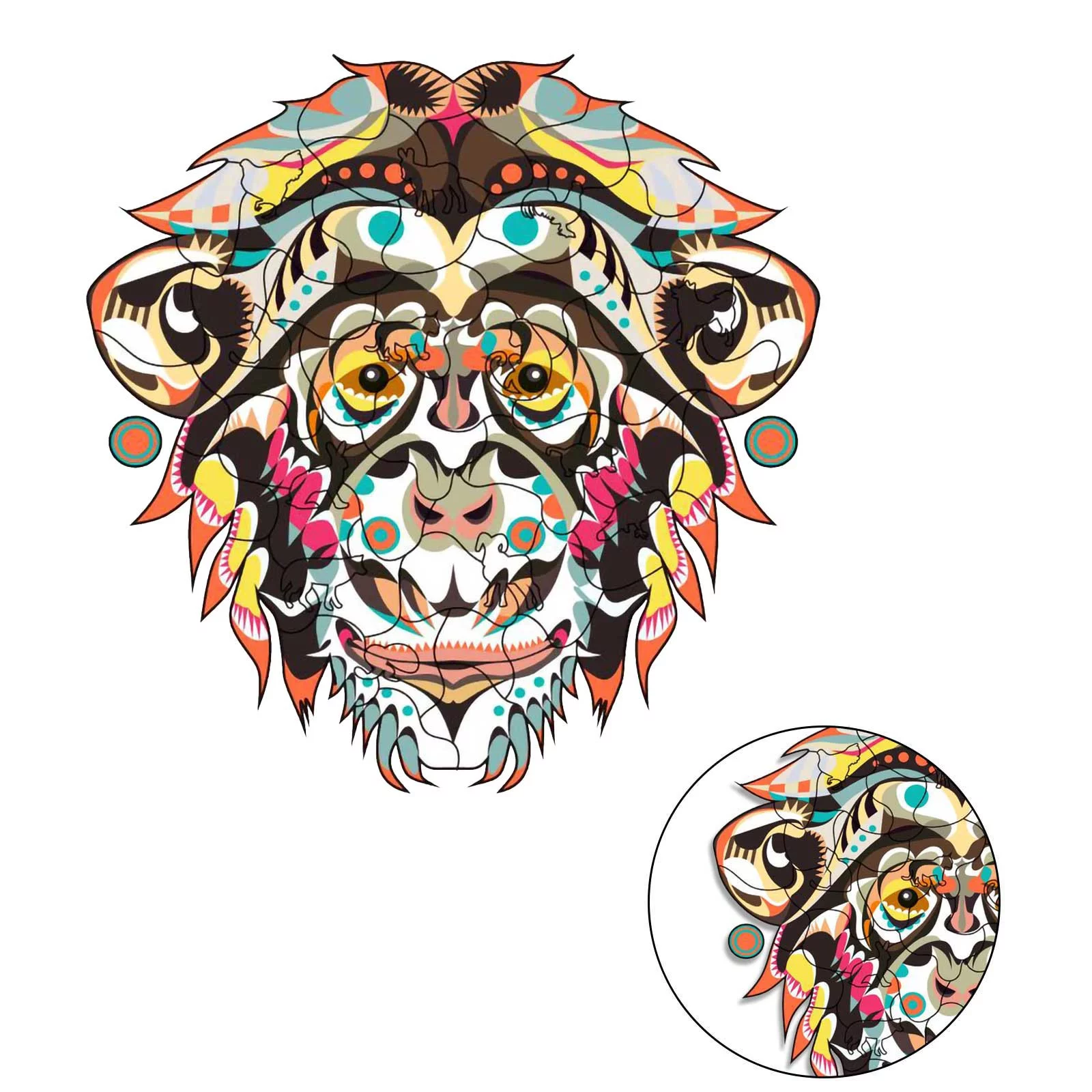 BINGLI Puzzle Building Blocks with Excellent Quality Mischievous Monkey Puzzles Adult's Thoughtful Gifts for Children Wooden