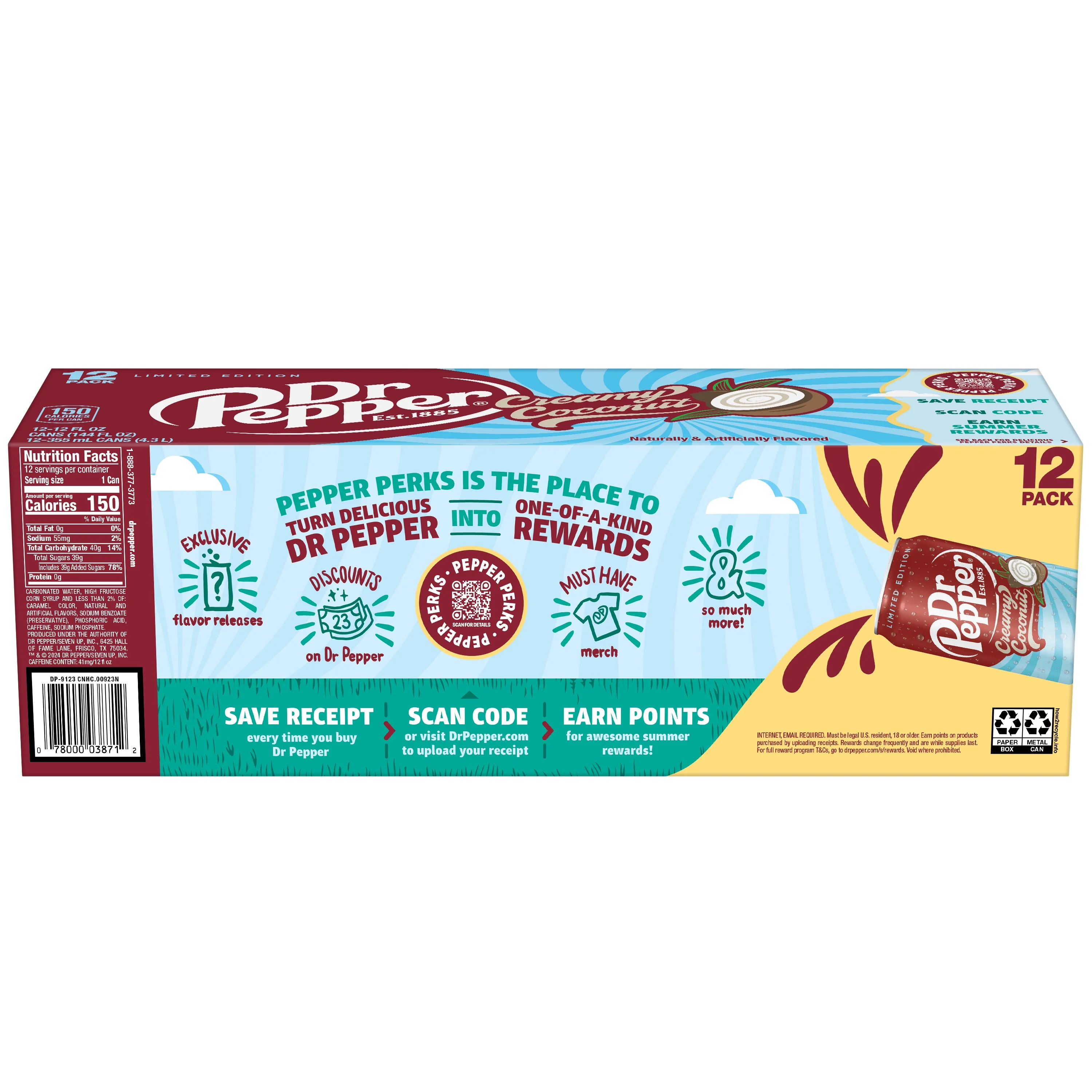 Dr Pepper Creamy Coconut Soda Pop, 12 fl oz, 12 Pack Cans