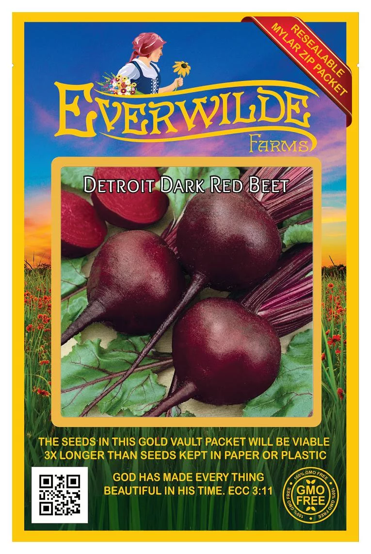 Everwilde Farms - 200 Detroit Dark Red Beet Seeds - Gold Vault Jumbo Bulk Seed Packet