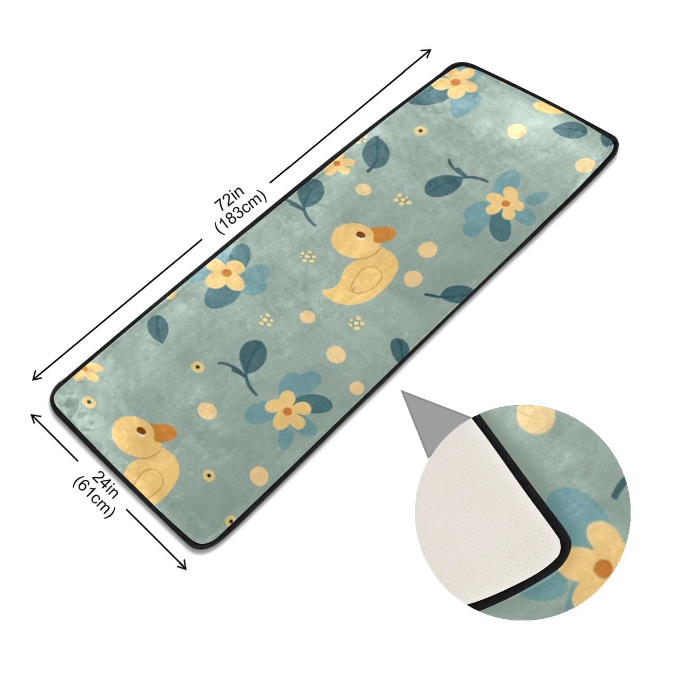 2' x 6' Modern Runner Rugs Hallway Floor Throw Carpet Cute Duck and Floral Non Slip Entryway Mat Washable Bedroom Bathroom Kitchen