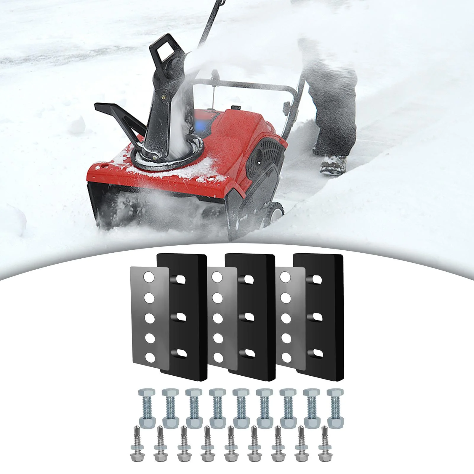 kesoto Impeller Modification Snow Removal Machine Accessories 3 Rubber Paddles Metal Straps Snow Thrower Accessories Thickness 0.375inch