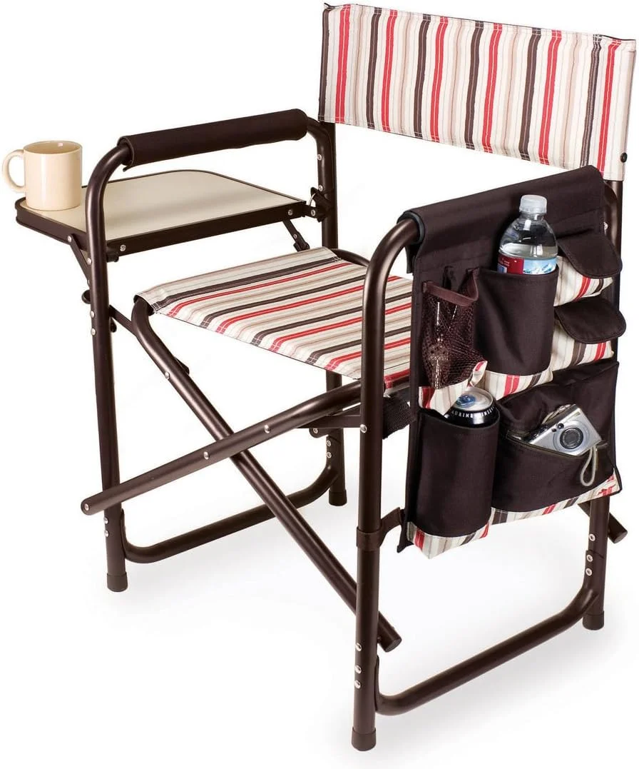 ONIVA - a Picnic Time brand - Sports Chair with Side Table, Beach Chair, Camp Chair for Adults, (Moka)