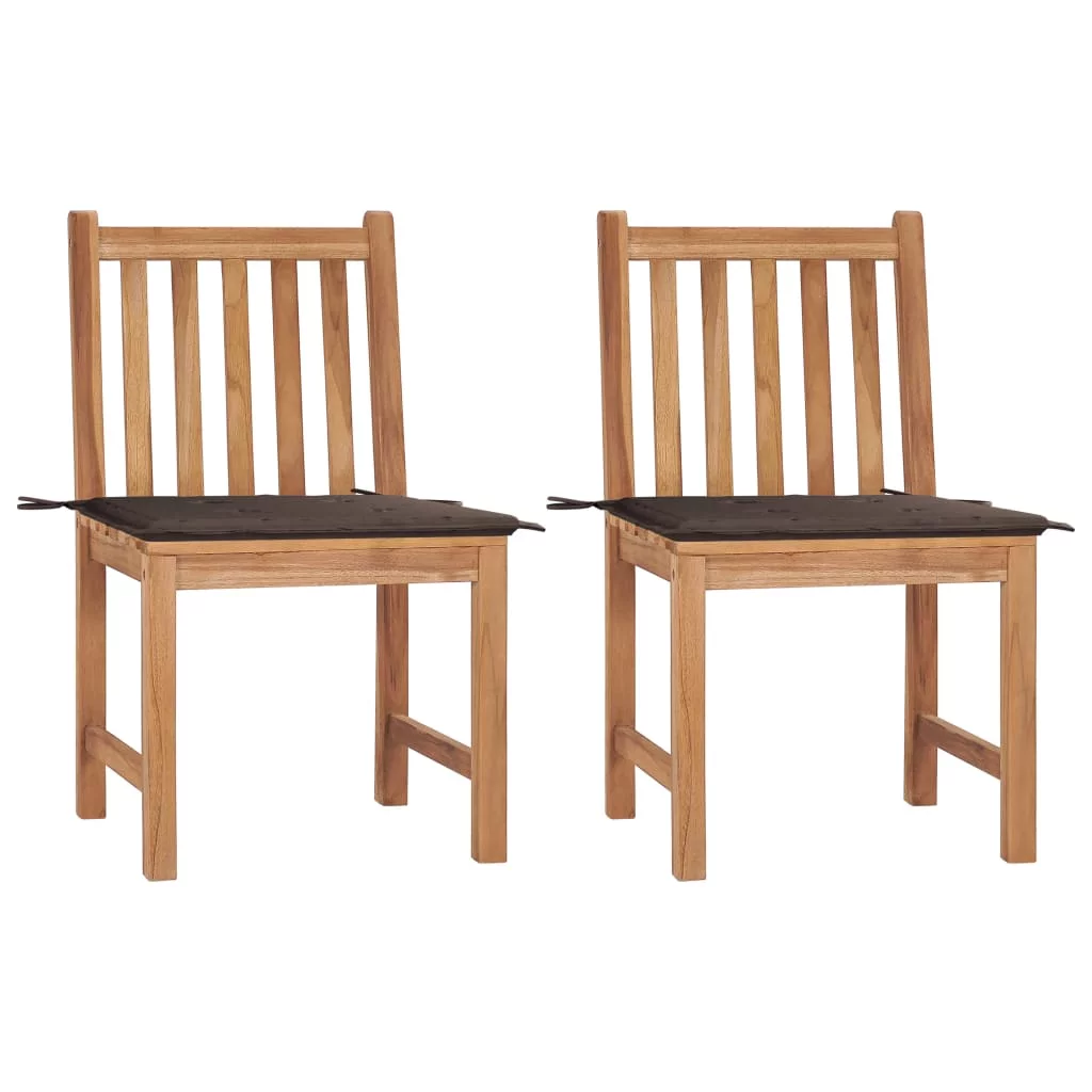 Anself Patio Chairs 2 pcs with Cushions Solid Teak Wood