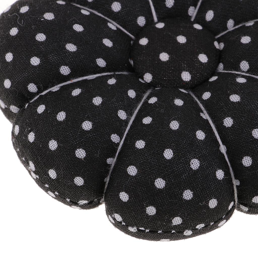 Polka Dot Pumpkin Fabric Sewing Pin Cushion With Elastic Wrist Belt Black