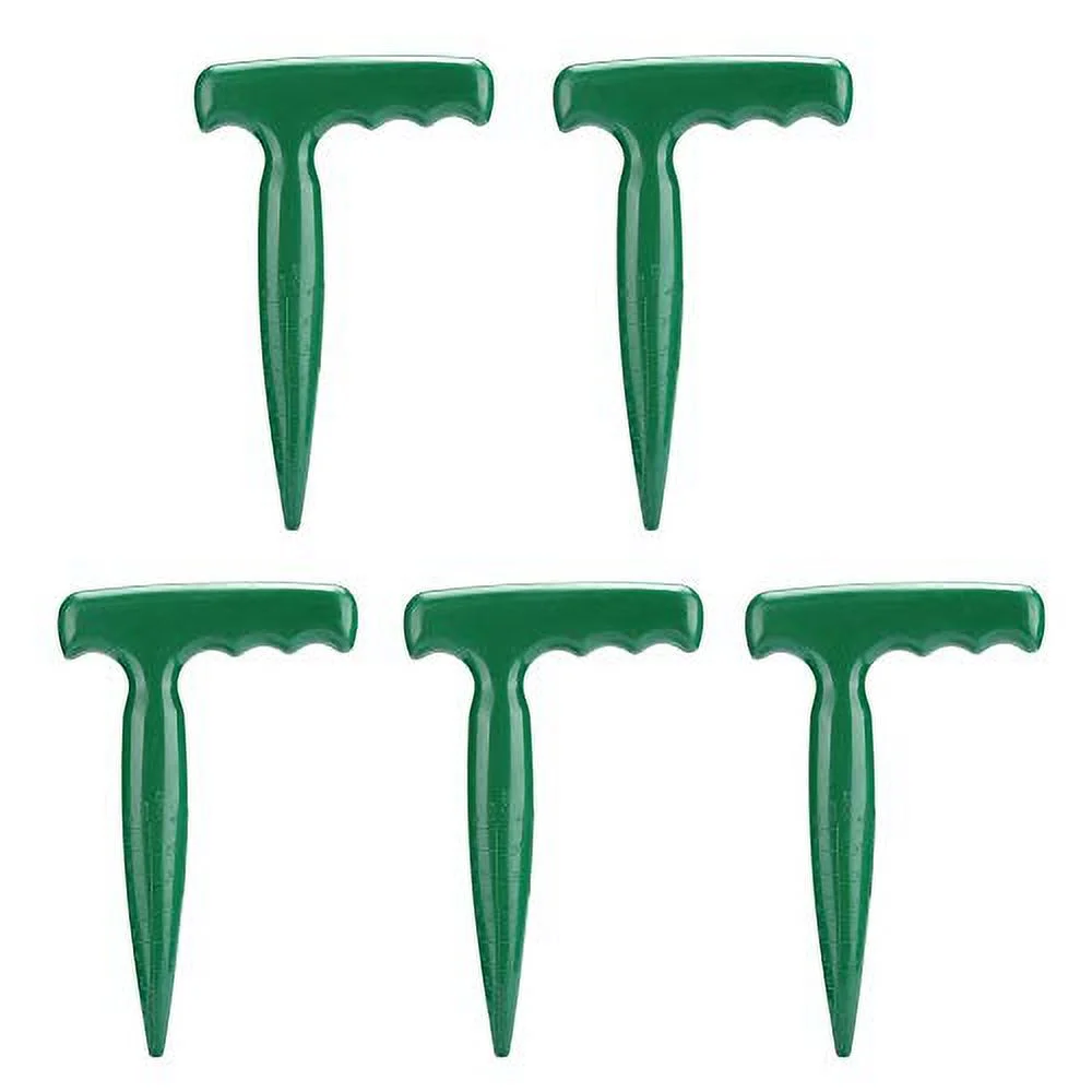 Oumefar 5Pcs Handheld Plastic Transplanting Widger Planting Tools Dibber Soil Digger Hole Punch Sowing Seeds Dispenser Garden Supplies Grip Seedling Puncher