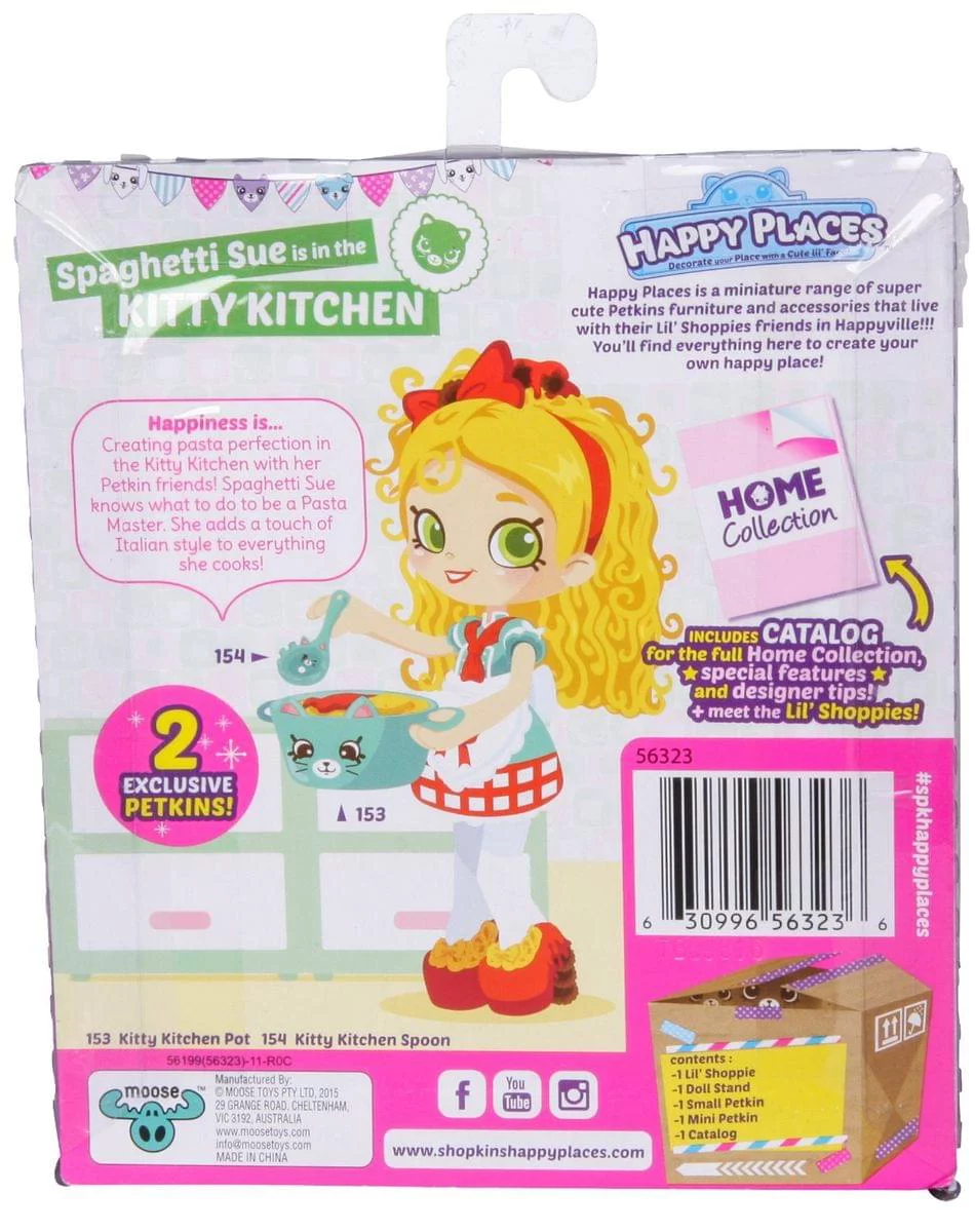 Happy Places Shopkins Single Pack Small Doll Playset, Spaghetti Sue