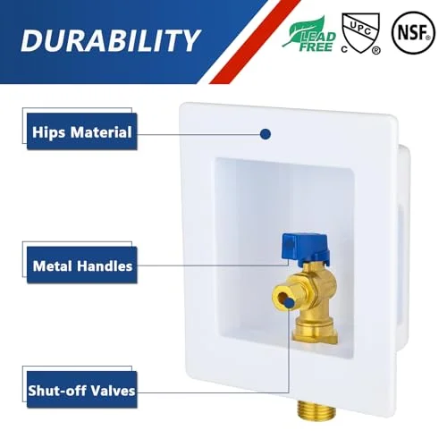 Ice Maker Outlet Box,1/2 Inch Sweat (MIP) Inlet and 1/4 Inch OD Compression Outlet Connection, Icemaker Box with Installed 1/4-Turn Ball Valve