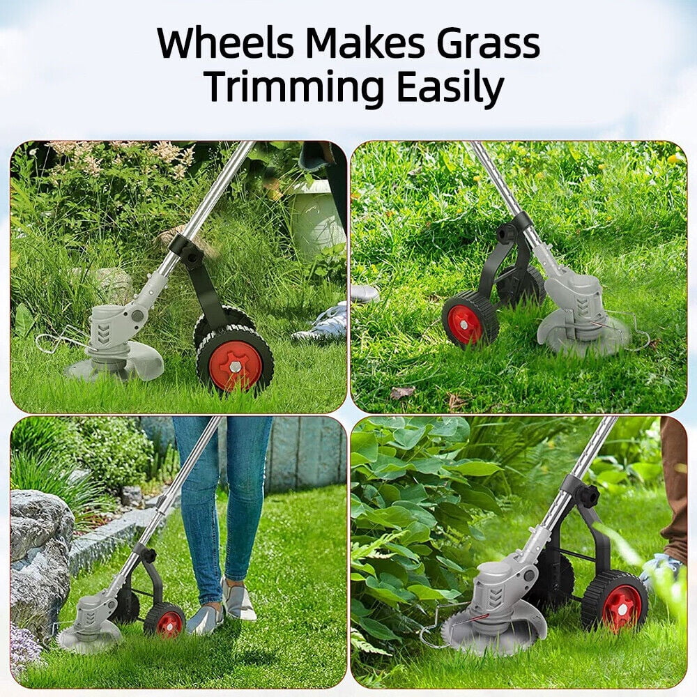 Paddsun Universal Grass Rope Trimmer Weeder Stabilizing Adjustable Support Wheel Set