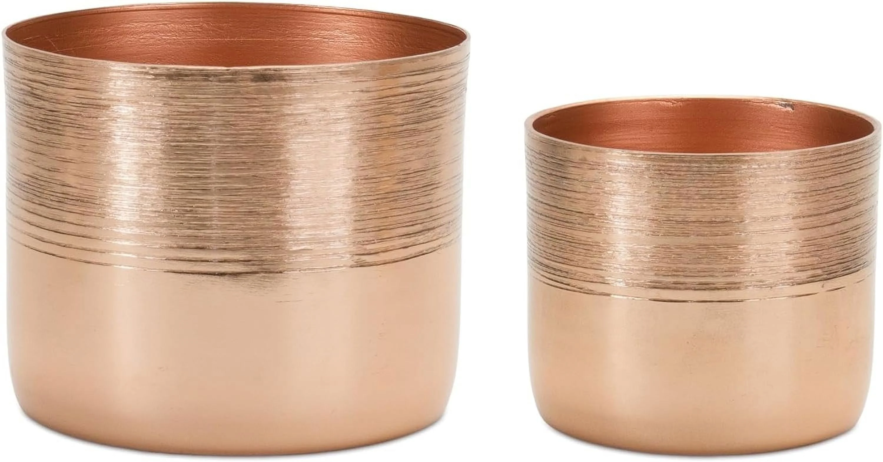 Etched Copper Metal Planter (Set of 2) Brown