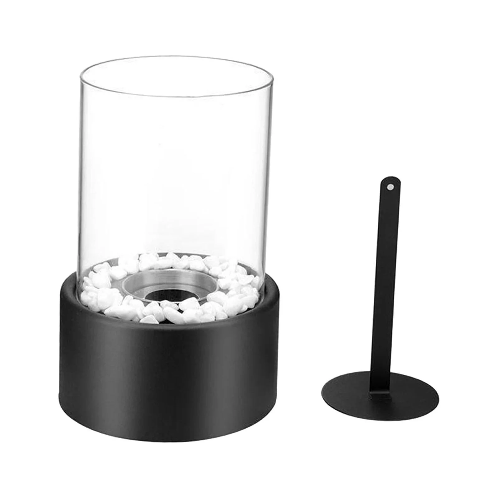 SunniMix Desktop Fire with Lid Camping Winter Burner Home Outdoor Small Fireplace Black