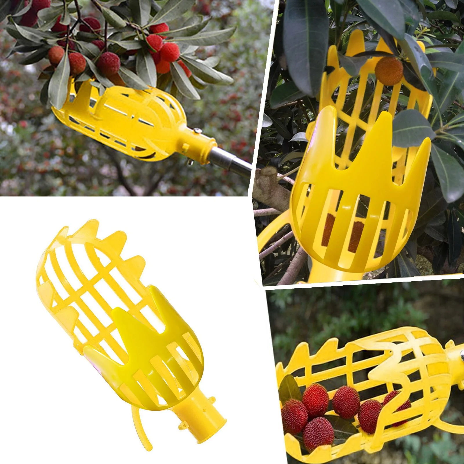 MVNSFEW Mechanics High Altitude Fruit Picking Bayberry Persimmon Cherry Tool Orchard Picking Artifact Fruit Picking Tool (without Rod)