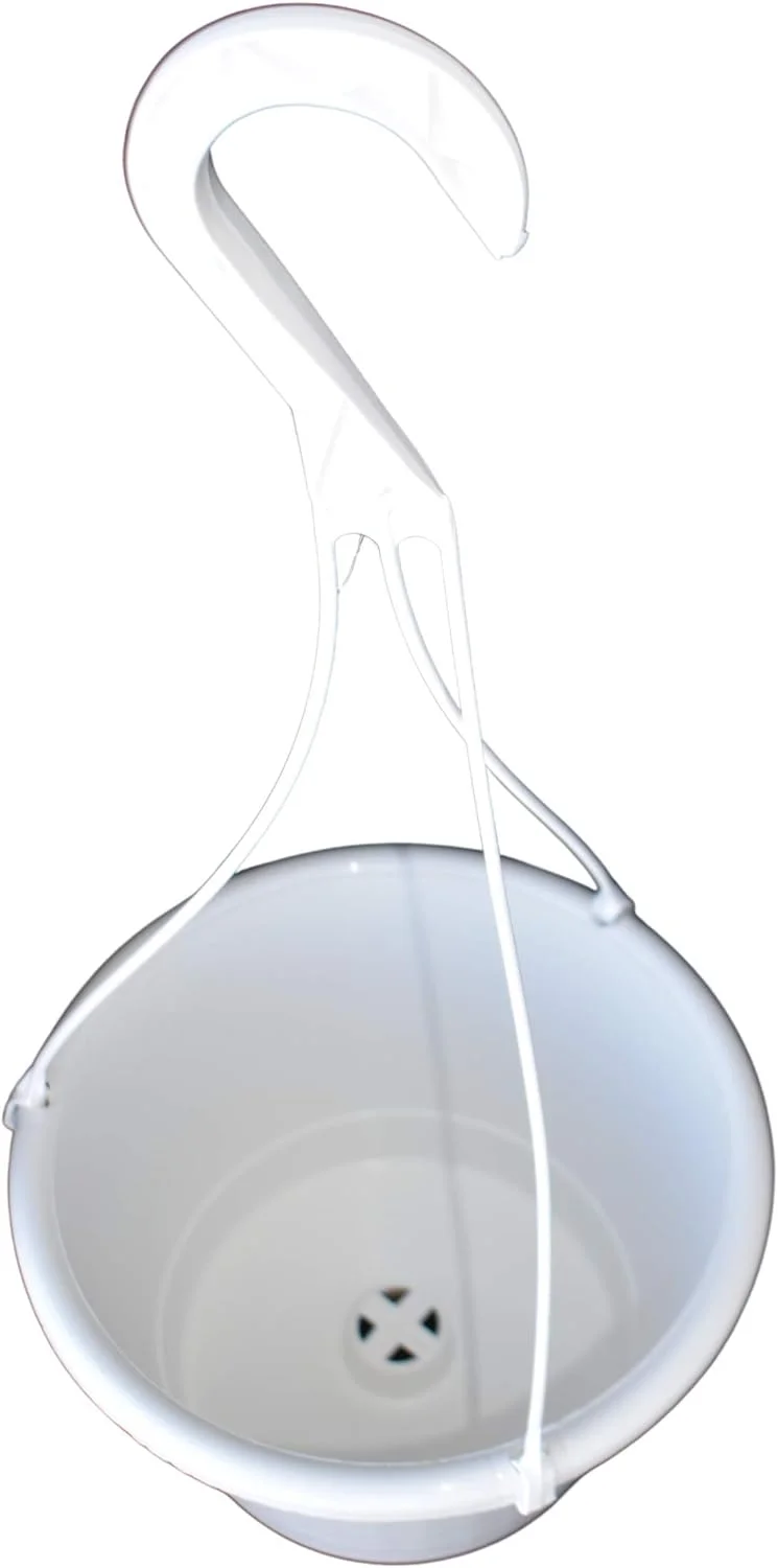 8Inch Fluted White Plastic Hanging Basket (25)