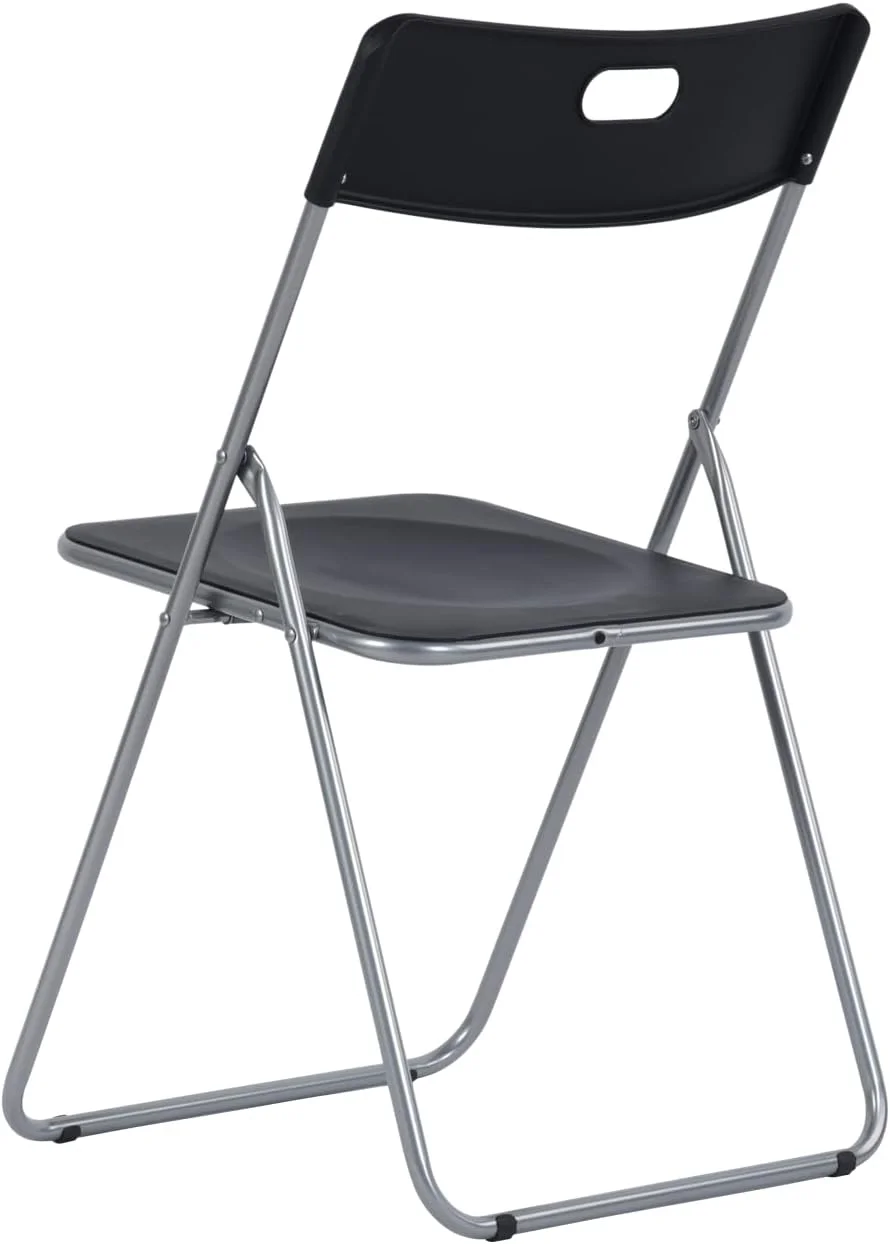 Homylin Steel Frame Folding Chairs Pack of 6, Saving-Space Plastic Seat and Steel Frame for Home Office Waiting Indoor Room Commercial Party Outdoor Events, Black
