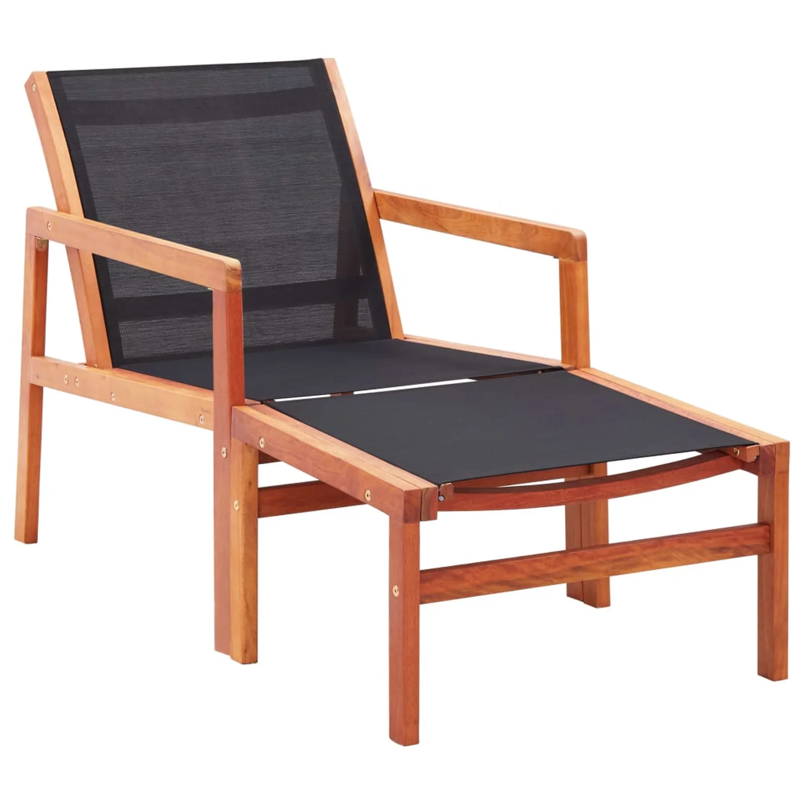 Suzicca Patio Chair with Footrest Solid Eucalyptus Wood and Textilene