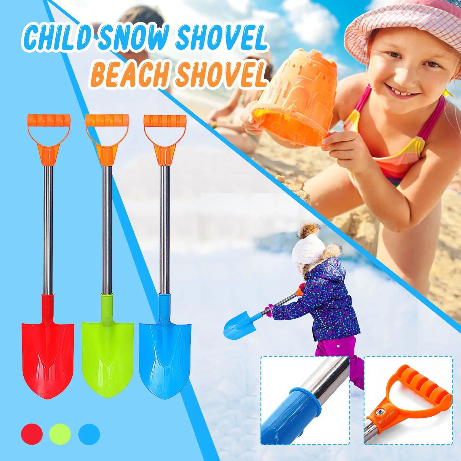 XZZjjl 4th of the July Puzzles for Adults 300 Pieces Children'S Snow Shovel Children'S Beach Shovel with Stainless Steel Handle *6Pcs