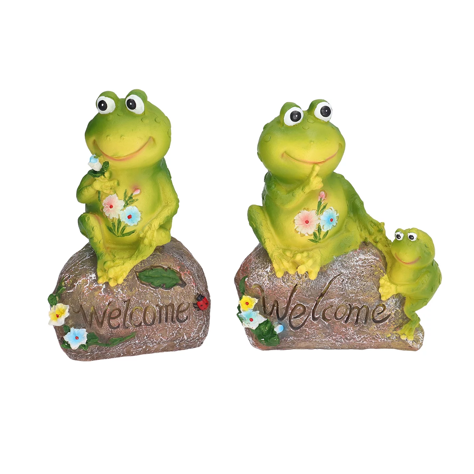 VIFERR Cute Frog Statue Garden Sculpture Exquisite Resin Desktop Ornament Yard Art Resin Decorations Outdoor Garden Decor for Outdoor Decoration 2PCS