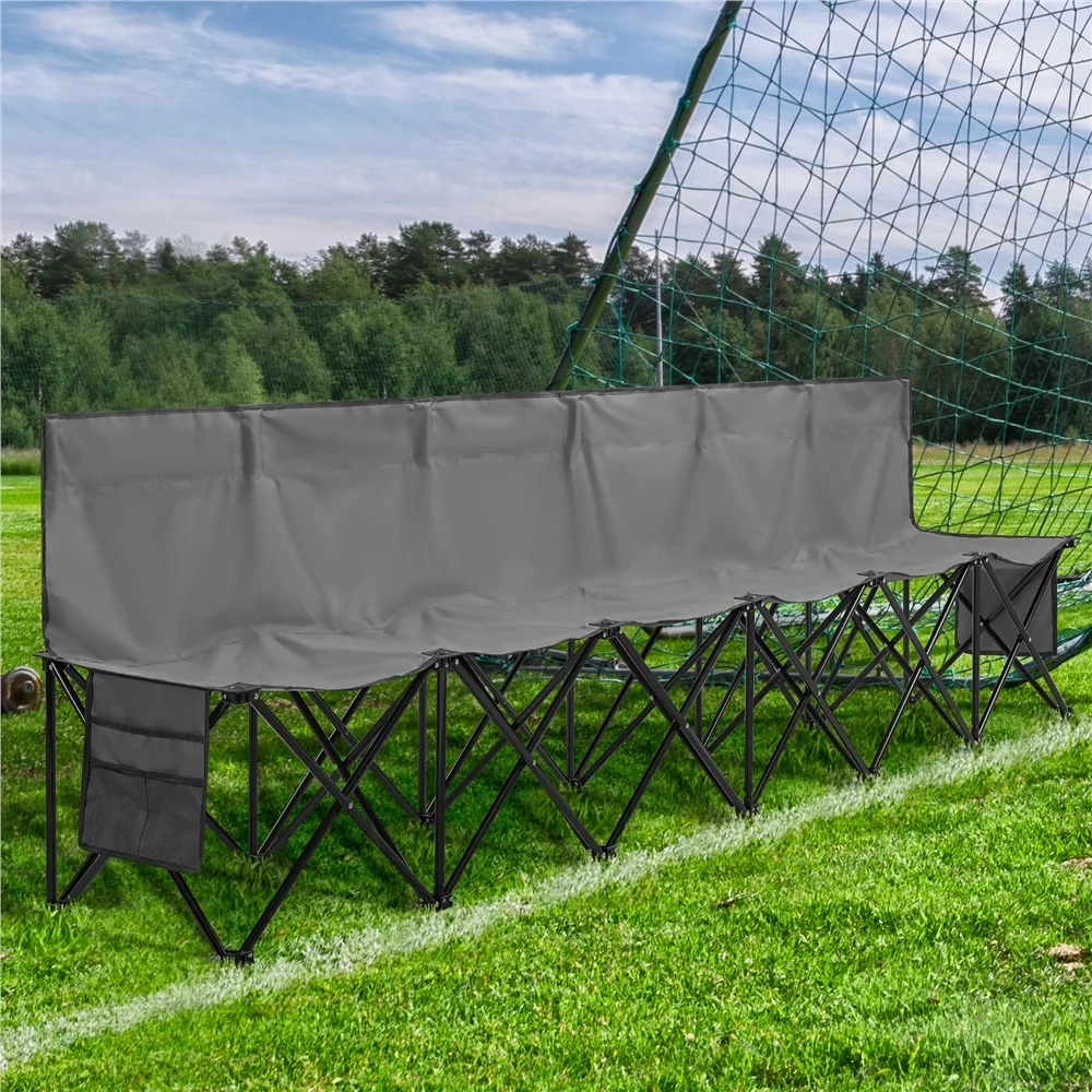 Renwick 6 Seats Portable Outdoor Folding Bench, Gray